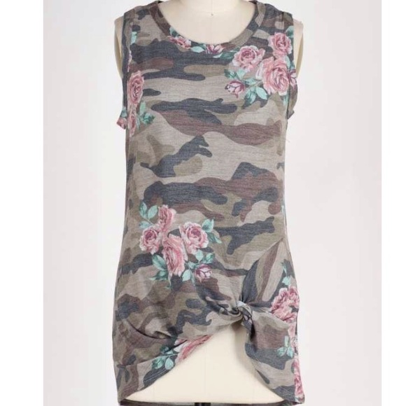 Tops - CAMO FLORAL PRINT TUNIC